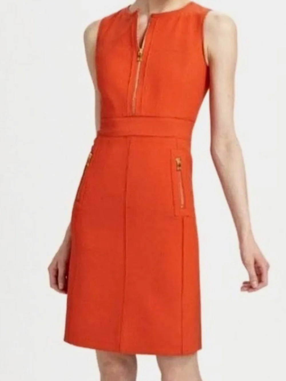 Tory Burch Sleeveless Orange Sheath Dress Size 10